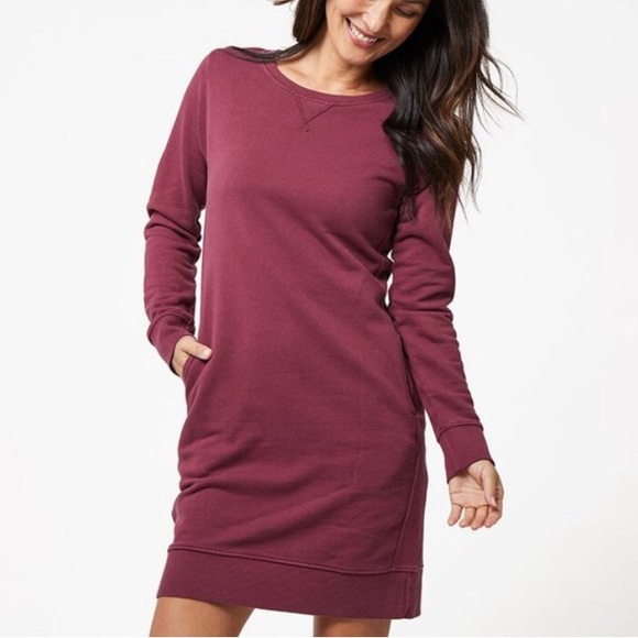 Pact Dresses & Skirts - Pact Women's Cabernet Essential Long Sleeve Dress Pockets Organic Cotton Medium